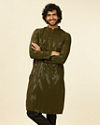 Olive Green Chikankari Kurta Set